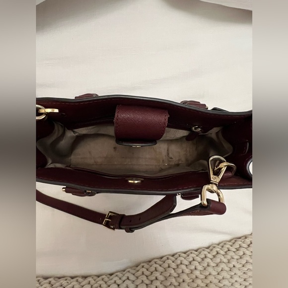 (SOLD) Michael Kors Dillon Small Satchel Merlot Purse Crossbody - Picture 9 of 14